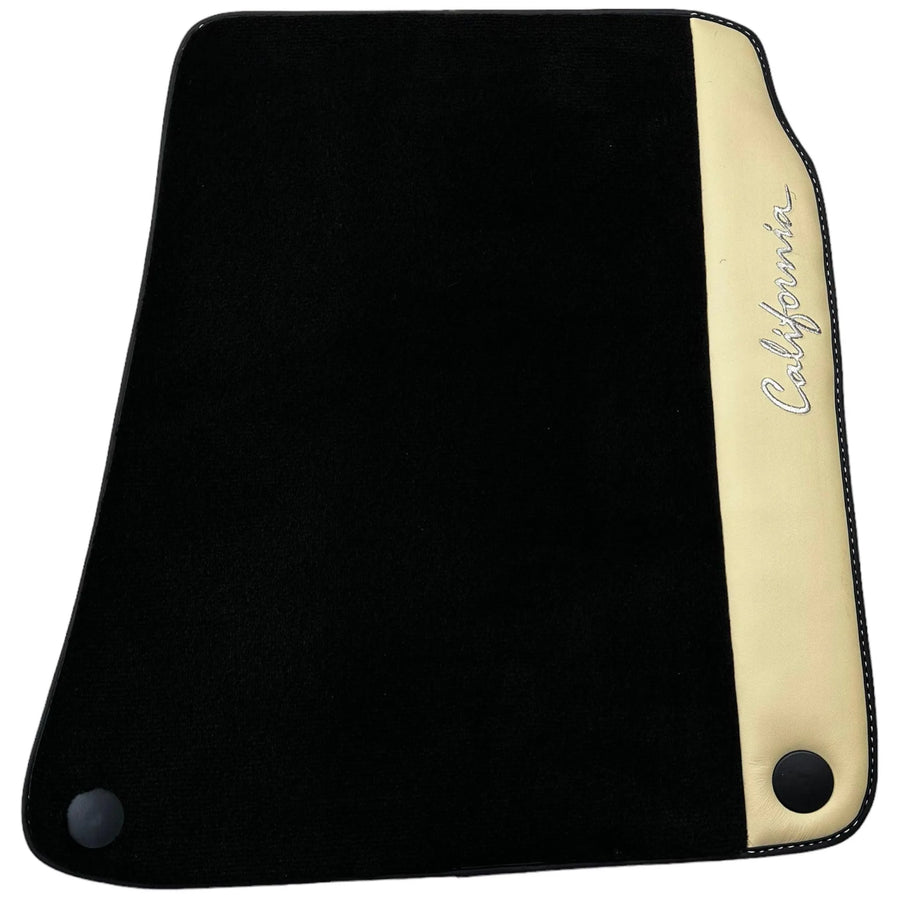 Black Floor Mats for Ferrari California (2008-2014) with Crema Nappa Leather - AutoWin