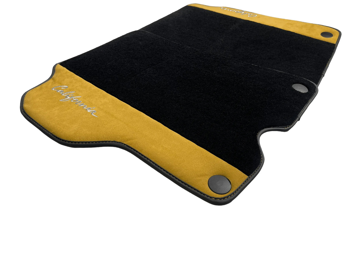 Black Floor Mats For Ferrari California 2008-2014 With Tan Alcantara - AutoWin