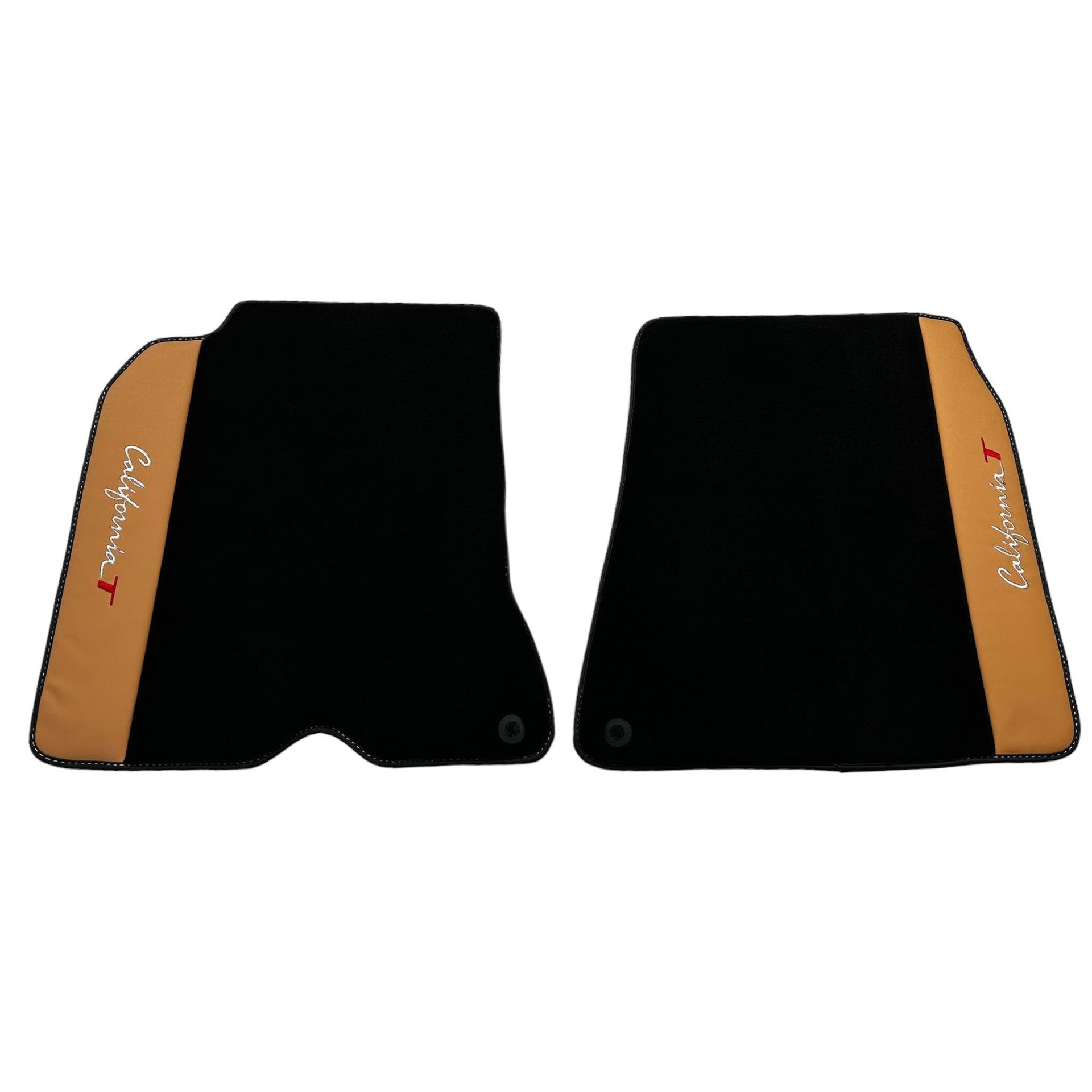 Black Floor Mats for Ferrari California T (2015-2018) with Beige Nappa Leather - AutoWin