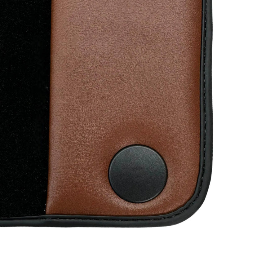 Black Floor Mats For Ferrari California T 2015–2018 with Brown Leather - AutoWin