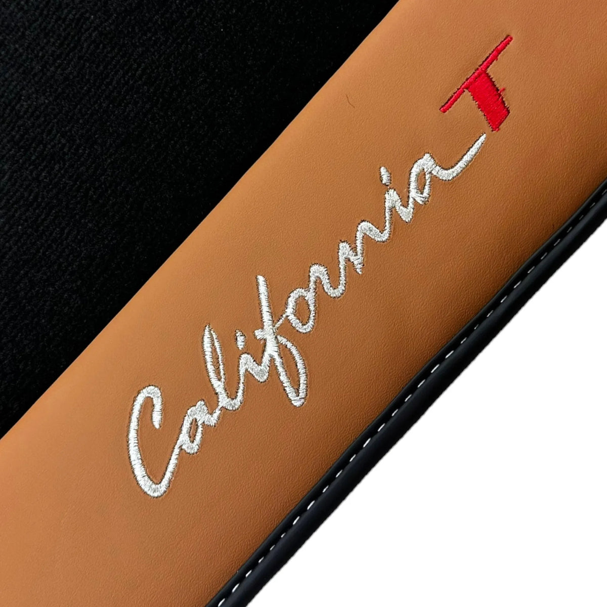 Black Floor Mats for Ferrari California T (2015-2018) with Cuoio Nappa Leather - AutoWin