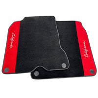 Black Floor Mats For Ferrari California T (2015-2018) with Red Alcantara Leather - AutoWin