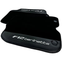 Black Floor Mats for Ferrari F12 Berlinetta (2012-2022) with Carbon Leather - AutoWin