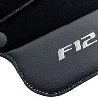 Black Floor Mats for Ferrari F12 Berlinetta (2012-2022) with Leather - AutoWin