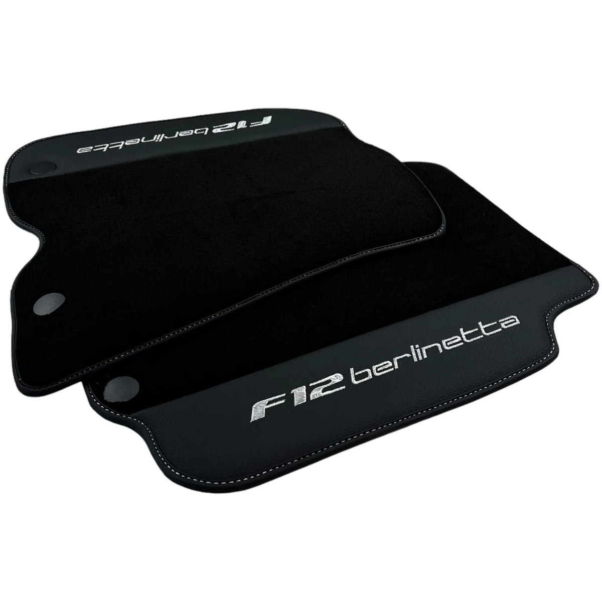 Black Floor Mats for Ferrari F12 Berlinetta (2012-2022) with Leather - AutoWin