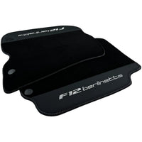 Black Floor Mats for Ferrari F12 Berlinetta (2012-2022) with Leather - AutoWin