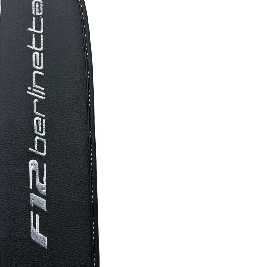 Black Floor Mats for Ferrari F12 Berlinetta (2012-2022) with Leather - AutoWin