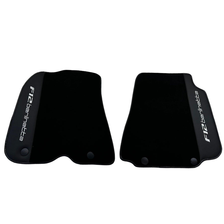 Black Floor Mats for Ferrari F12 Berlinetta (2012-2022) with Leather - AutoWin