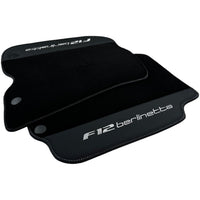 Black Floor Mats for Ferrari F12 Berlinetta (2012-2022) with Leather - AutoWin