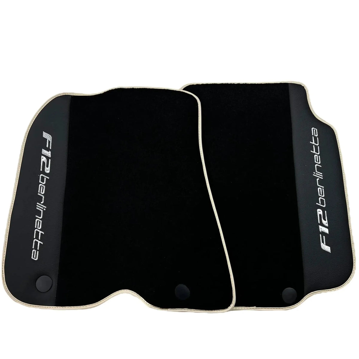 Black Floor Mats for Ferrari F12 Berlinetta (2012-2022) with Leather - AutoWin