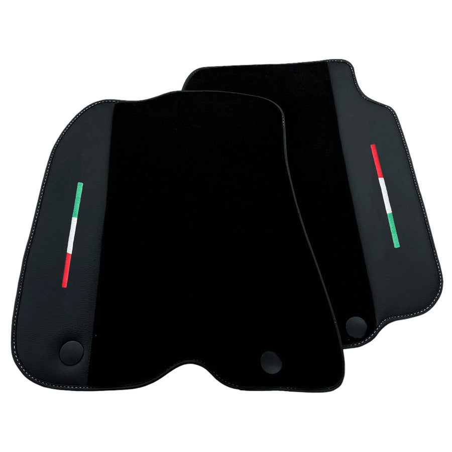 Black Floor Mats for Ferrari F12 Berlinetta (2012-2022) with Leather - AutoWin