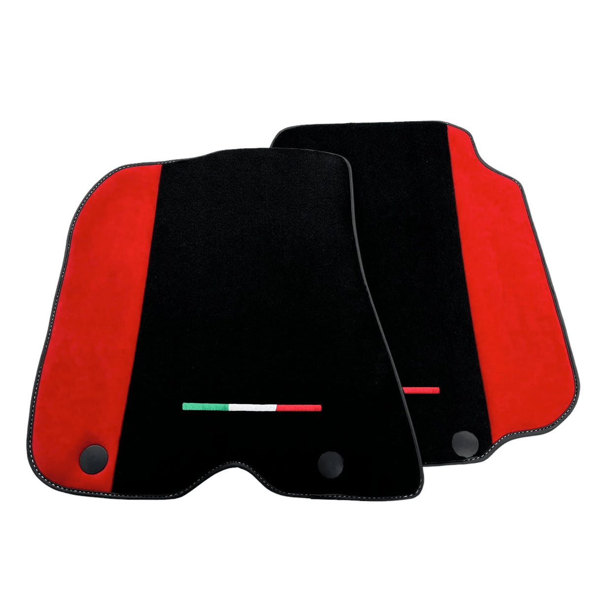 Black Floor Mats for Ferrari F12 Berlinetta (2012-2022) with Red Alcantara Leather - AutoWin