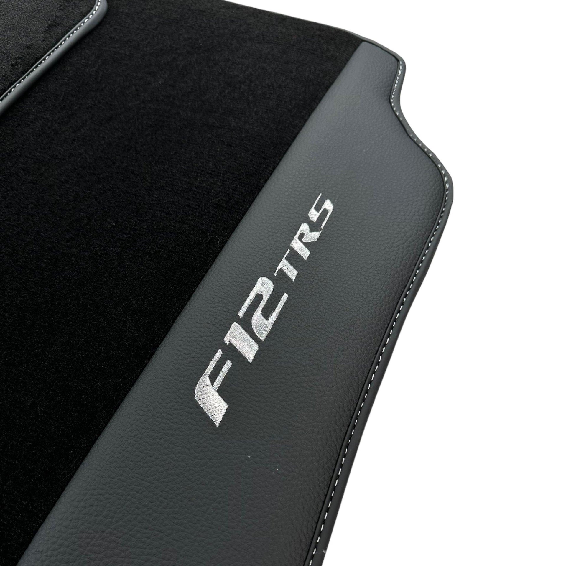 Black Floor Mats for Ferrari F12 TRS (2014) with Leather - AutoWin