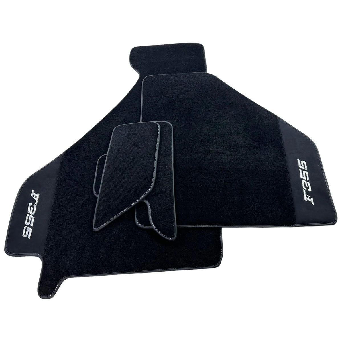 Black Floor Mats For Ferrari F355 1994-1999 With Alcantara Leather - AutoWin