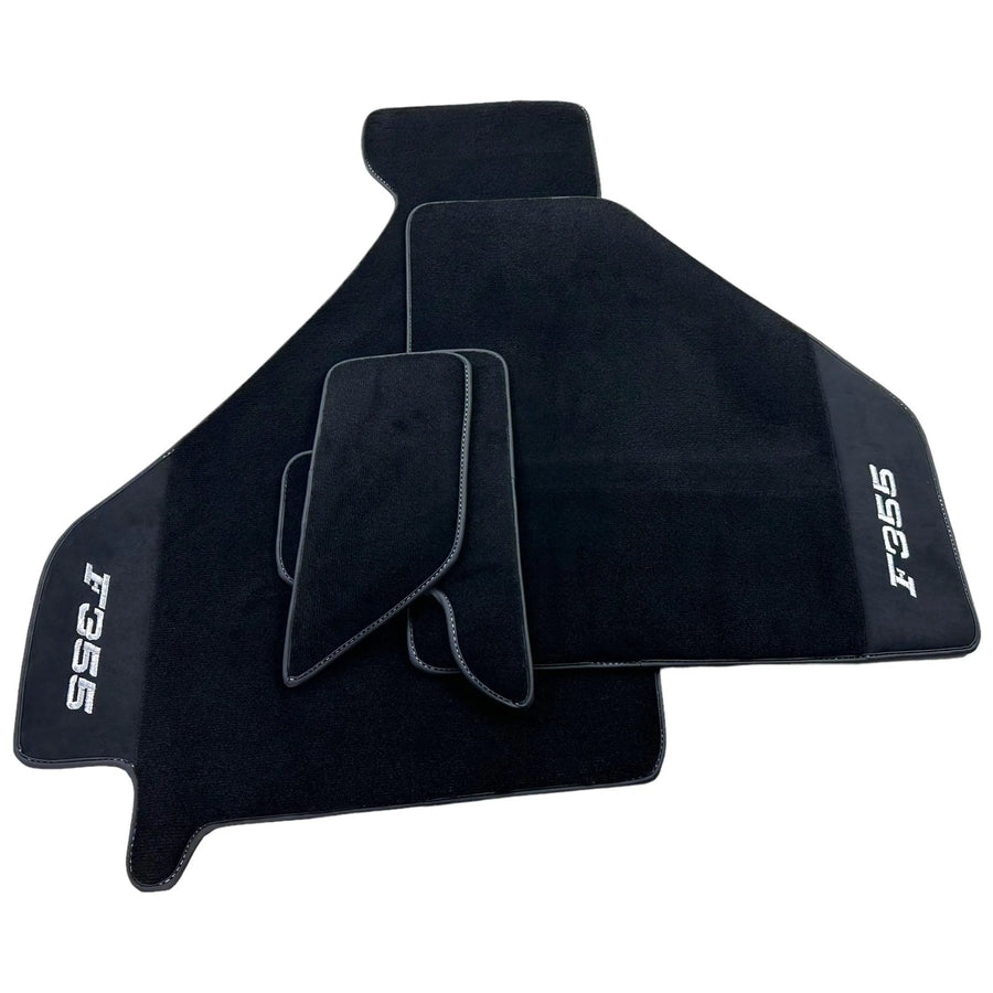Black Floor Mats For Ferrari F355 1994-1999 With Alcantara Leather - AutoWin
