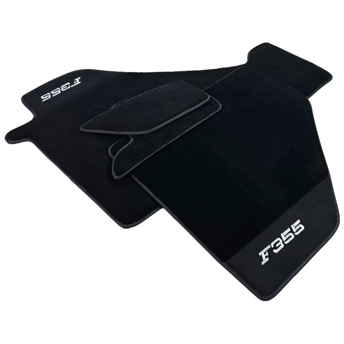 Black Floor Mats For Ferrari F355 1994-1999 With Alcantara Leather - AutoWin