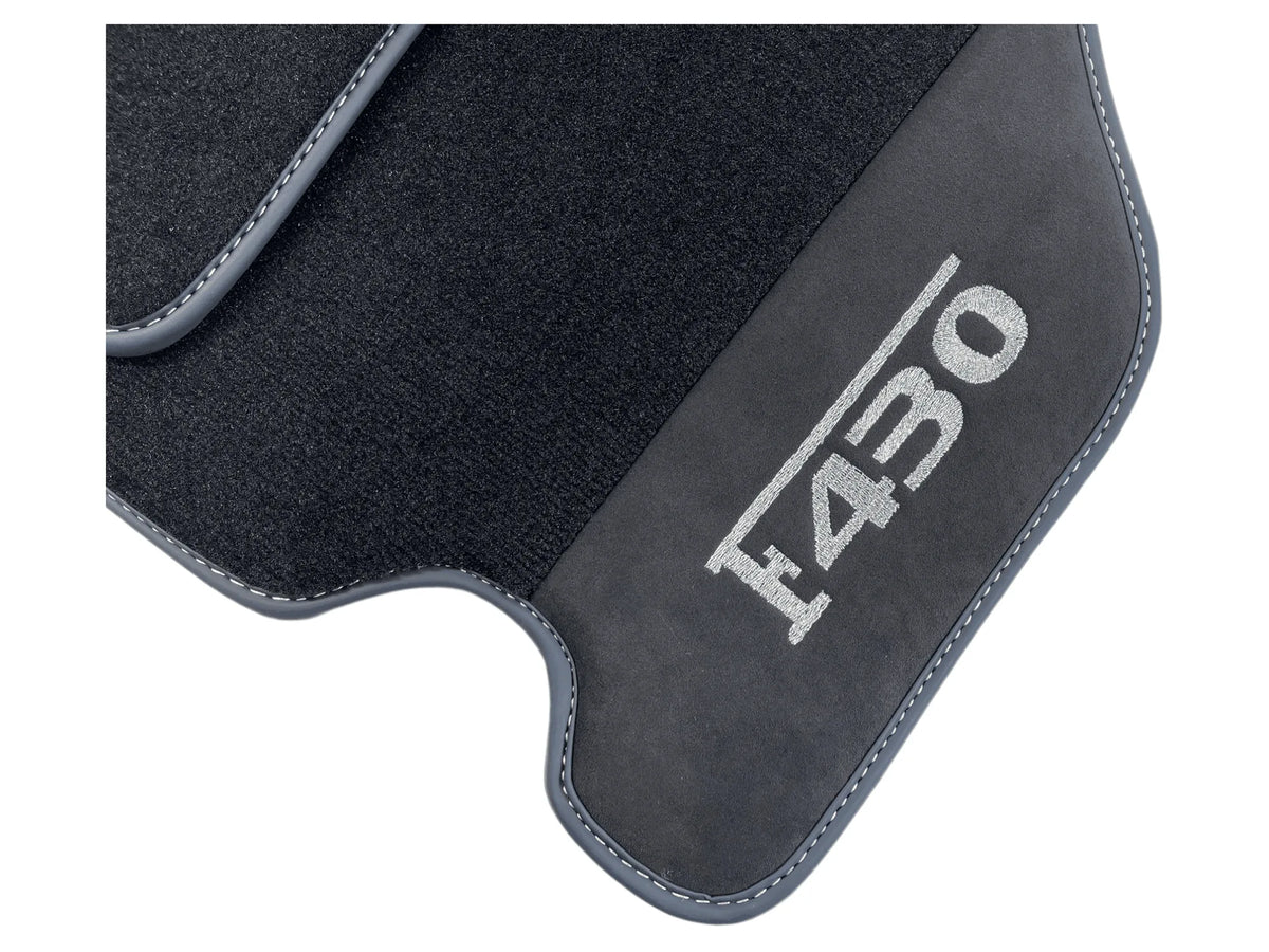 Black Floor Mats For Ferrari F430 2004-2009 With Alcantara Leather - AutoWin