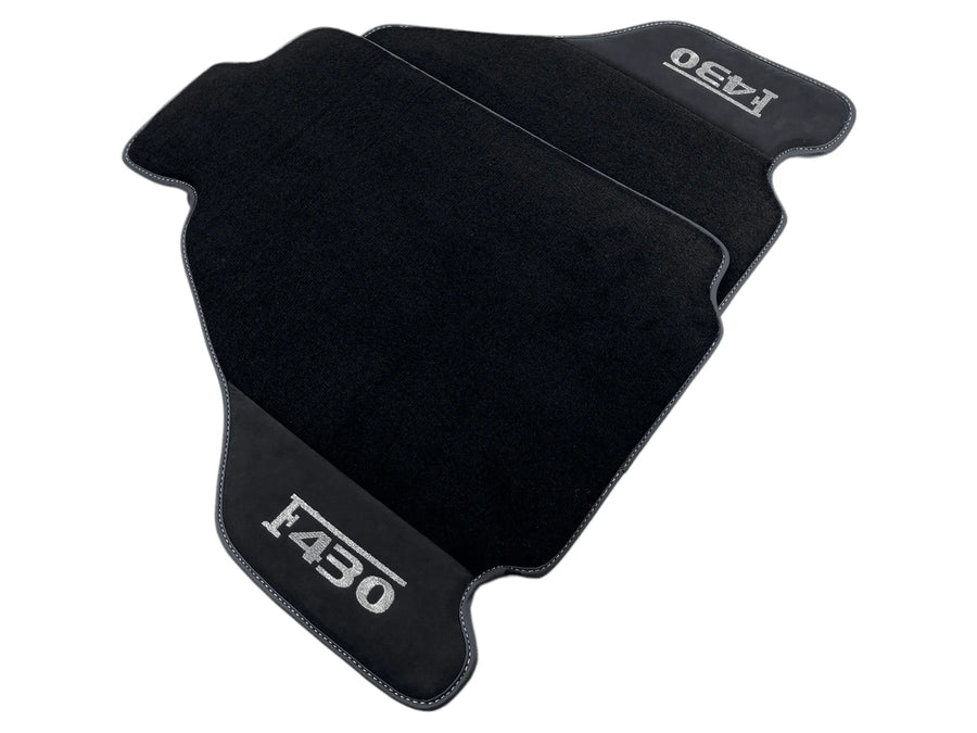 Black Floor Mats For Ferrari F430 2004-2009 With Alcantara Leather - AutoWin