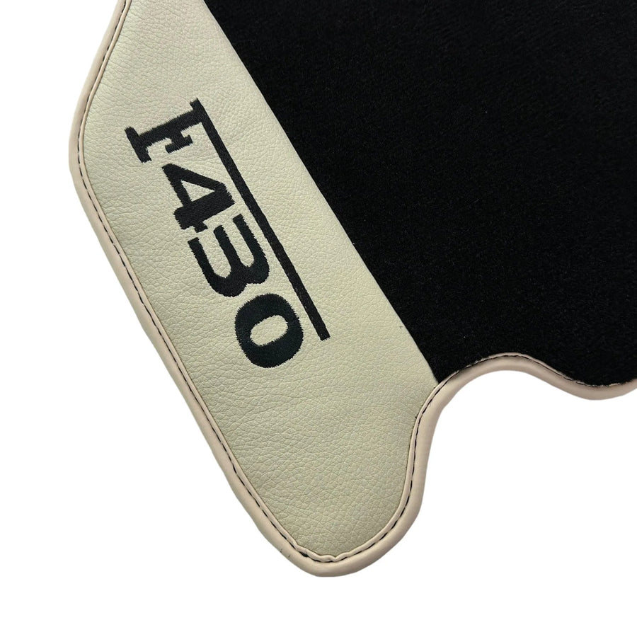 Black Floor Mats For Ferrari F430 2004-2009 With Beige Leather - AutoWin