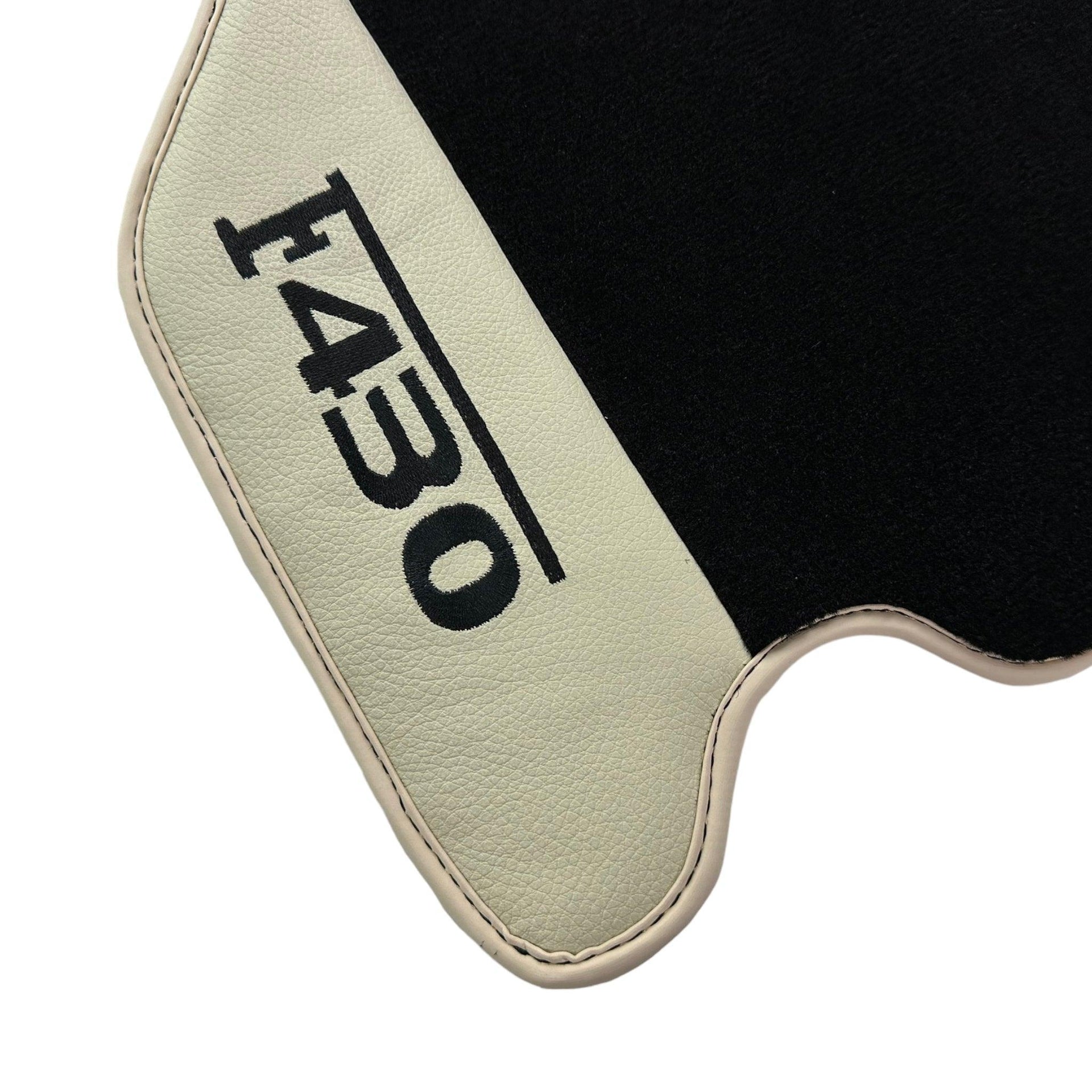 Black Floor Mats For Ferrari F430 2004-2009 With Beige Leather - AutoWin