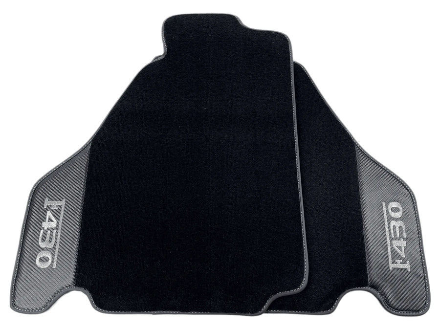 Svarte Bilmatter For Ferrari F430 2004-2009 Med Karbonfiber Lær - AutoWin