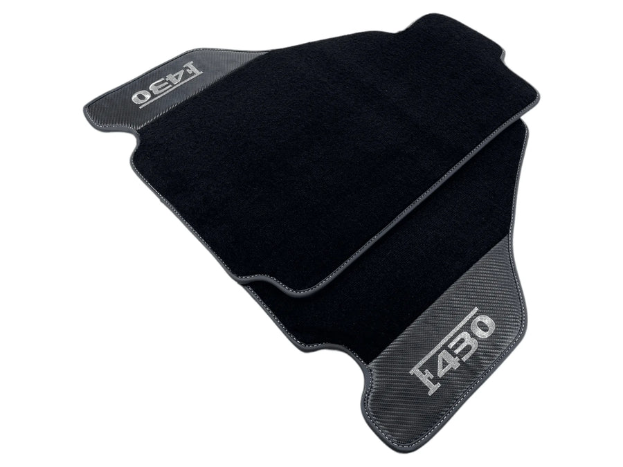 Svarte Bilmatter For Ferrari F430 2004-2009 Med Karbonfiber Lær - AutoWin