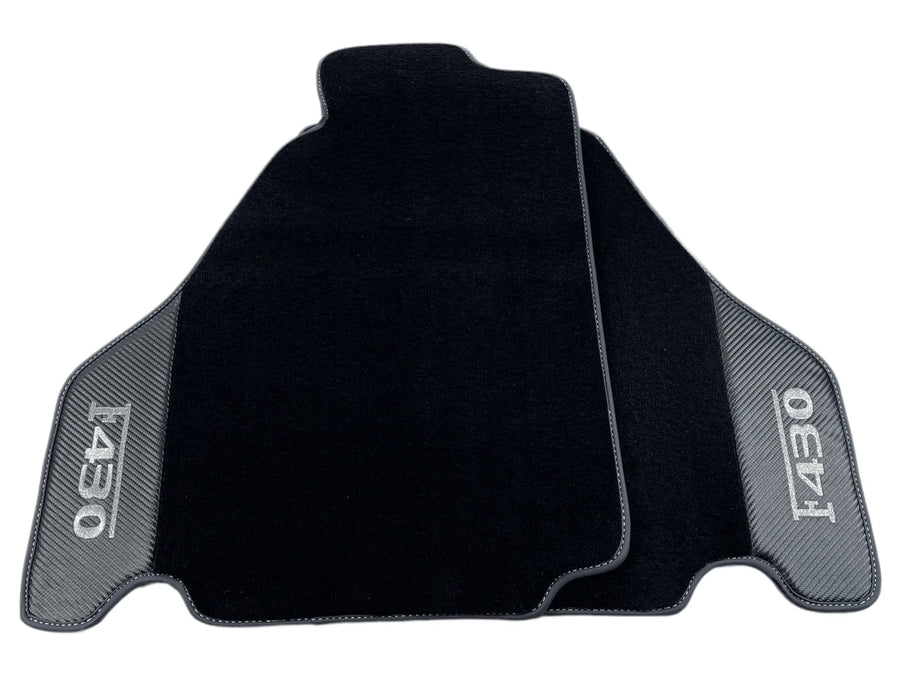 Svarte Bilmatter For Ferrari F430 2004-2009 Med Karbonfiber Lær - AutoWin