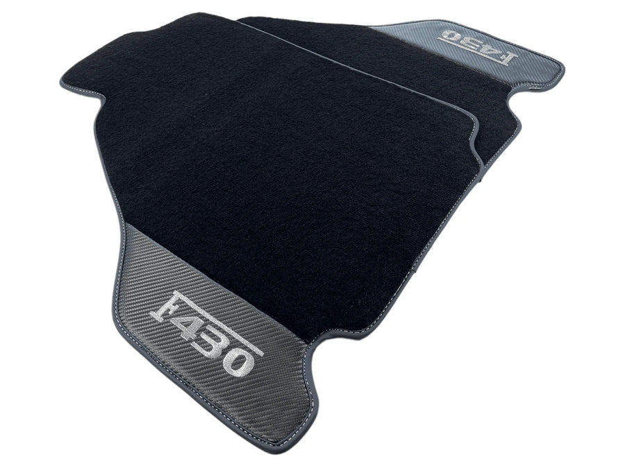 Svarte Bilmatter For Ferrari F430 2004-2009 Med Karbonfiber Lær - AutoWin