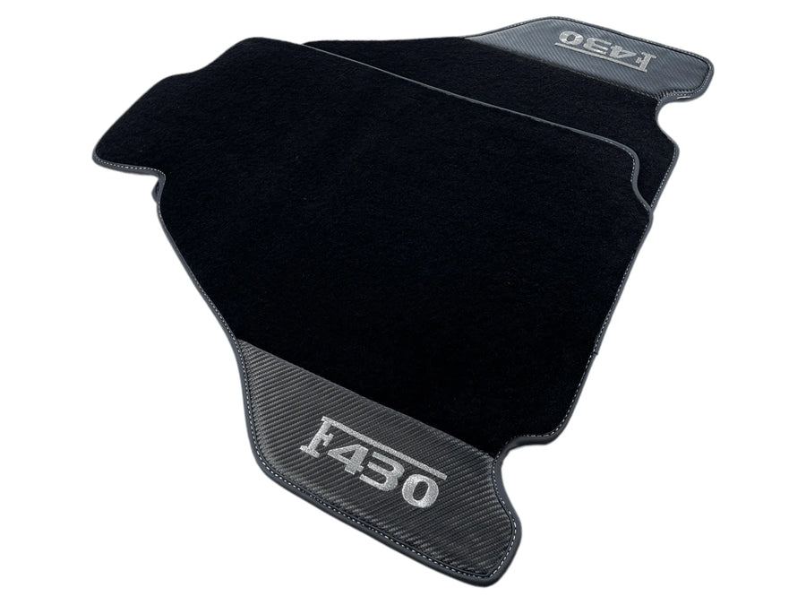 Svarte Bilmatter For Ferrari F430 2004-2009 Med Karbonfiber Lær - AutoWin