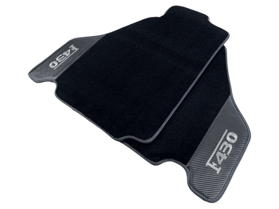 Svarte Bilmatter For Ferrari F430 2004-2009 Med Karbonfiber Lær - AutoWin