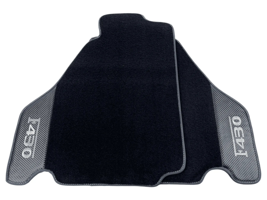 Svarte Bilmatter For Ferrari F430 2004-2009 Med Karbonfiber Lær - AutoWin