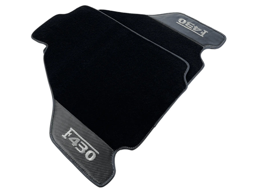 Svarte Bilmatter For Ferrari F430 2004-2009 Med Karbonfiber Lær - AutoWin