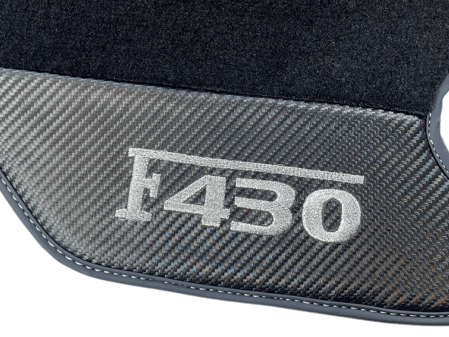 Svarte Bilmatter For Ferrari F430 2004-2009 Med Karbonfiber Lær - AutoWin