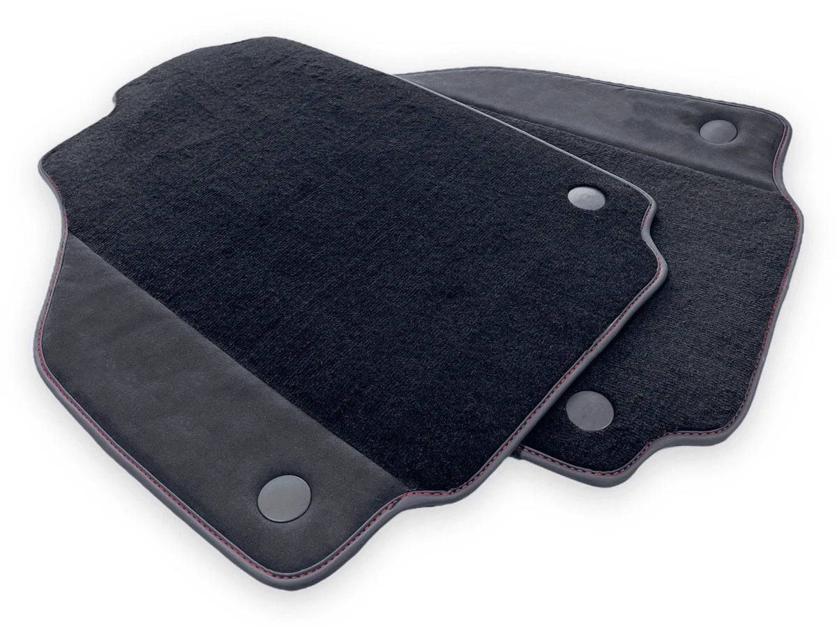 Black Floor Mats For Ferrari F8 Spider 2019-2023 With Alcantara Leather - AutoWin