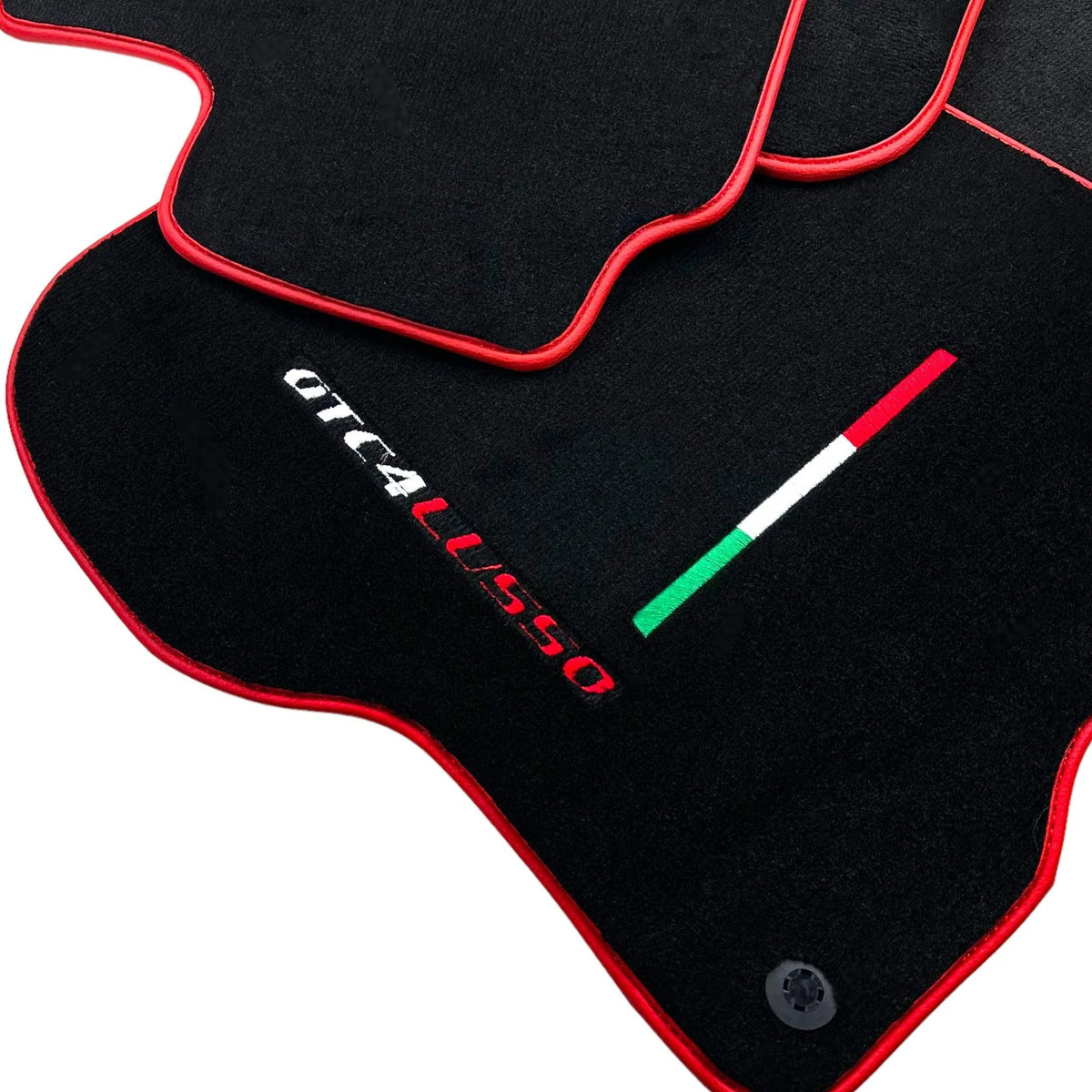 Black Floor Mats For Ferrari GTC4 Lusso (2016-2023) Italian Edition with Red Trim - AutoWin
