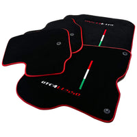 Black Floor Mats For Ferrari GTC4 Lusso (2016-2023) Italian Edition with Red Trim - AutoWin