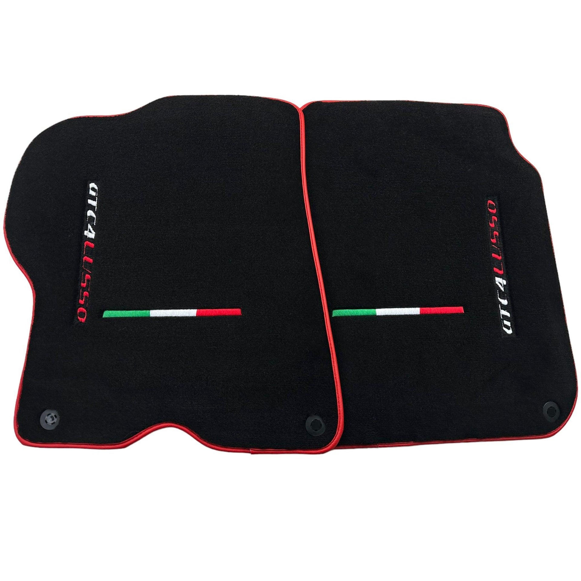 Black Floor Mats For Ferrari GTC4 Lusso (2016-2023) Italian Edition with Red Trim - AutoWin