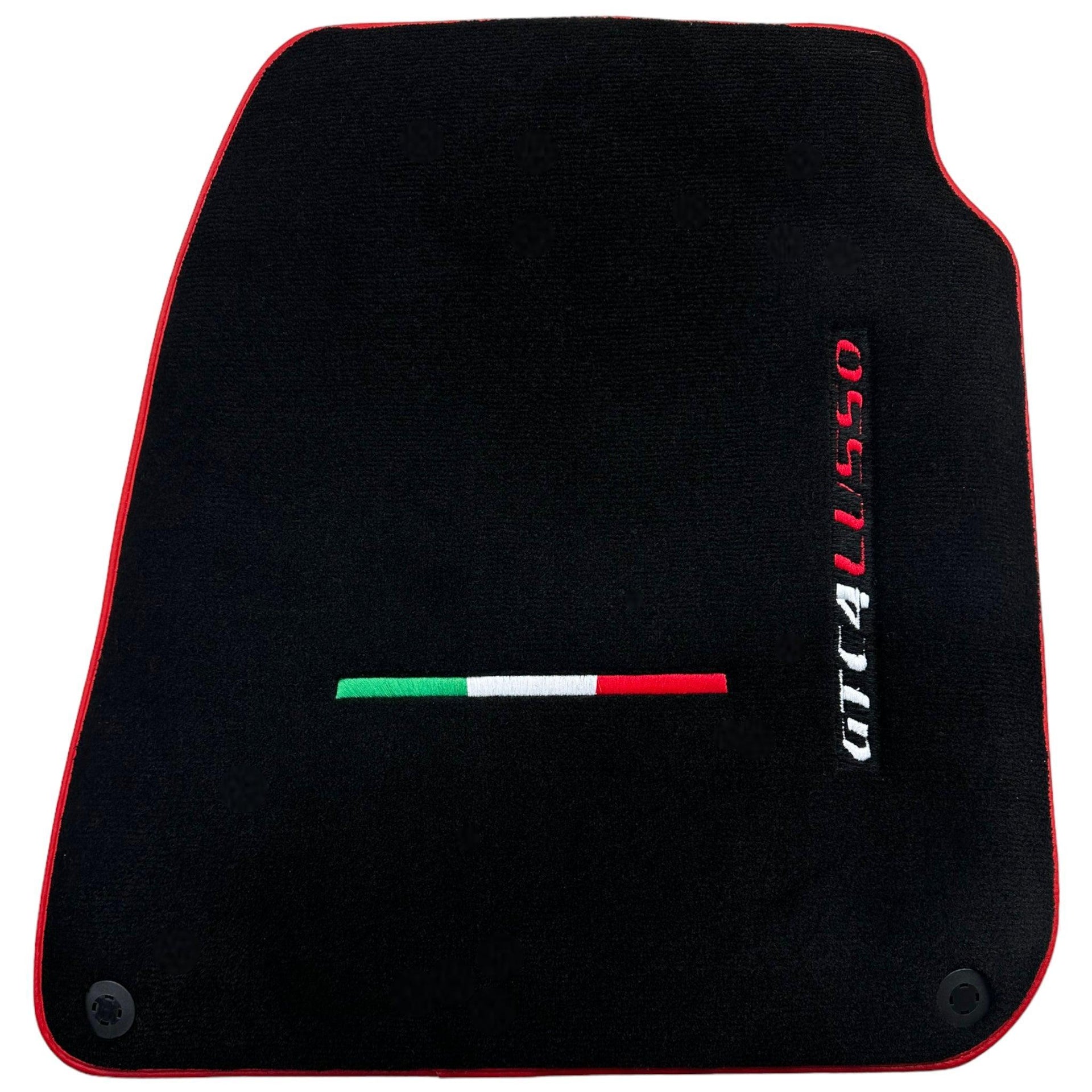 Black Floor Mats For Ferrari GTC4 Lusso (2016-2023) Italian Edition with Red Trim - AutoWin