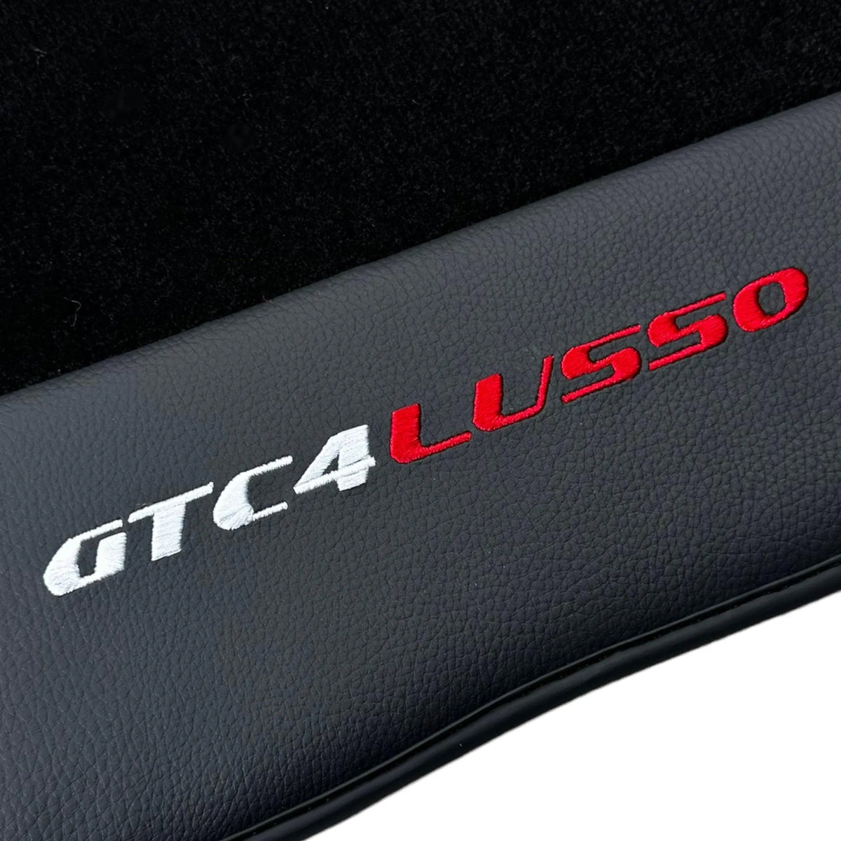 Black Floor Mats For Ferrari GTC4 Lusso (2016-2023) with Leather - AutoWin