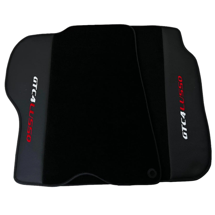 Black Floor Mats For Ferrari GTC4 Lusso (2016-2023) with Leather - AutoWin
