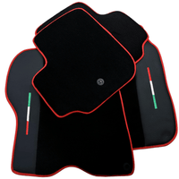 Black Floor Mats For Ferrari GTC4 Lusso (2016-2023) with Leather and Red Trim - AutoWin
