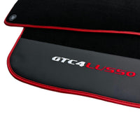 Black Floor Mats For Ferrari GTC4 Lusso (2016-2023) with Leather and Red Trim - AutoWin