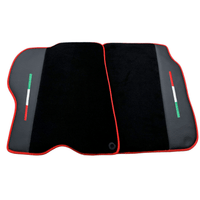 Black Floor Mats For Ferrari GTC4 Lusso (2016-2023) with Leather and Red Trim - AutoWin