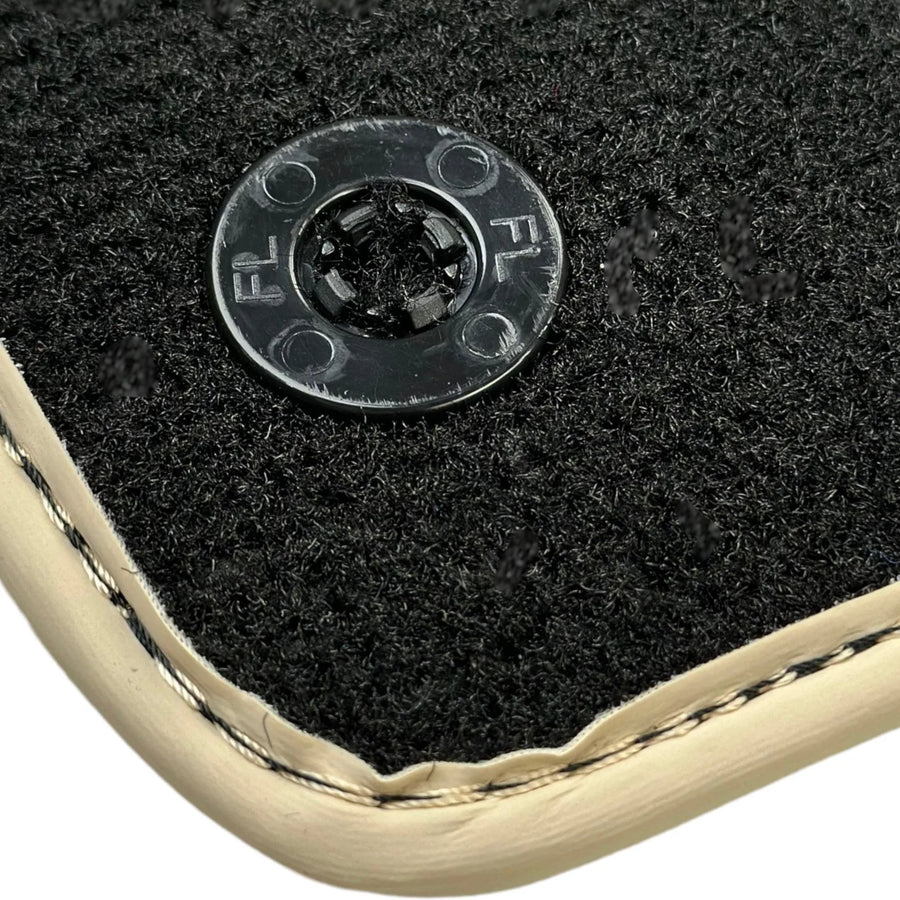 Black Floor Mats For Ferrari GTC4 Lusso (2016-2023) with Leather | Beige Trim - AutoWin