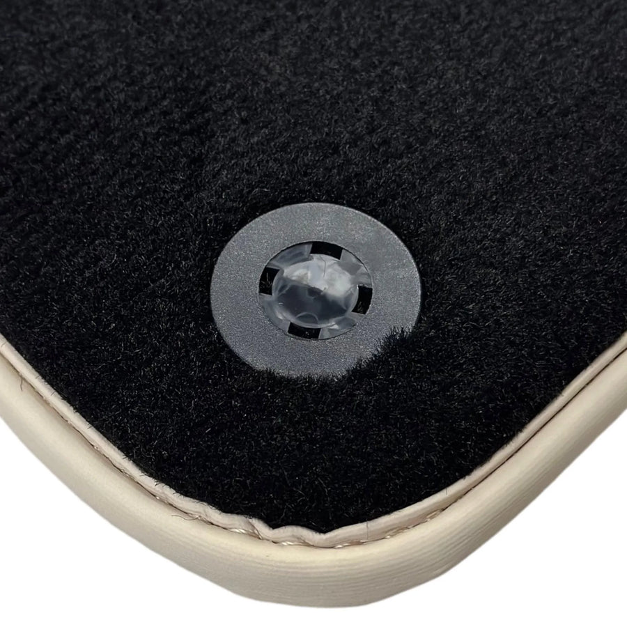 Black Floor Mats For Ferrari GTC4 Lusso (2016-2023) with Leather | Beige Trim - AutoWin