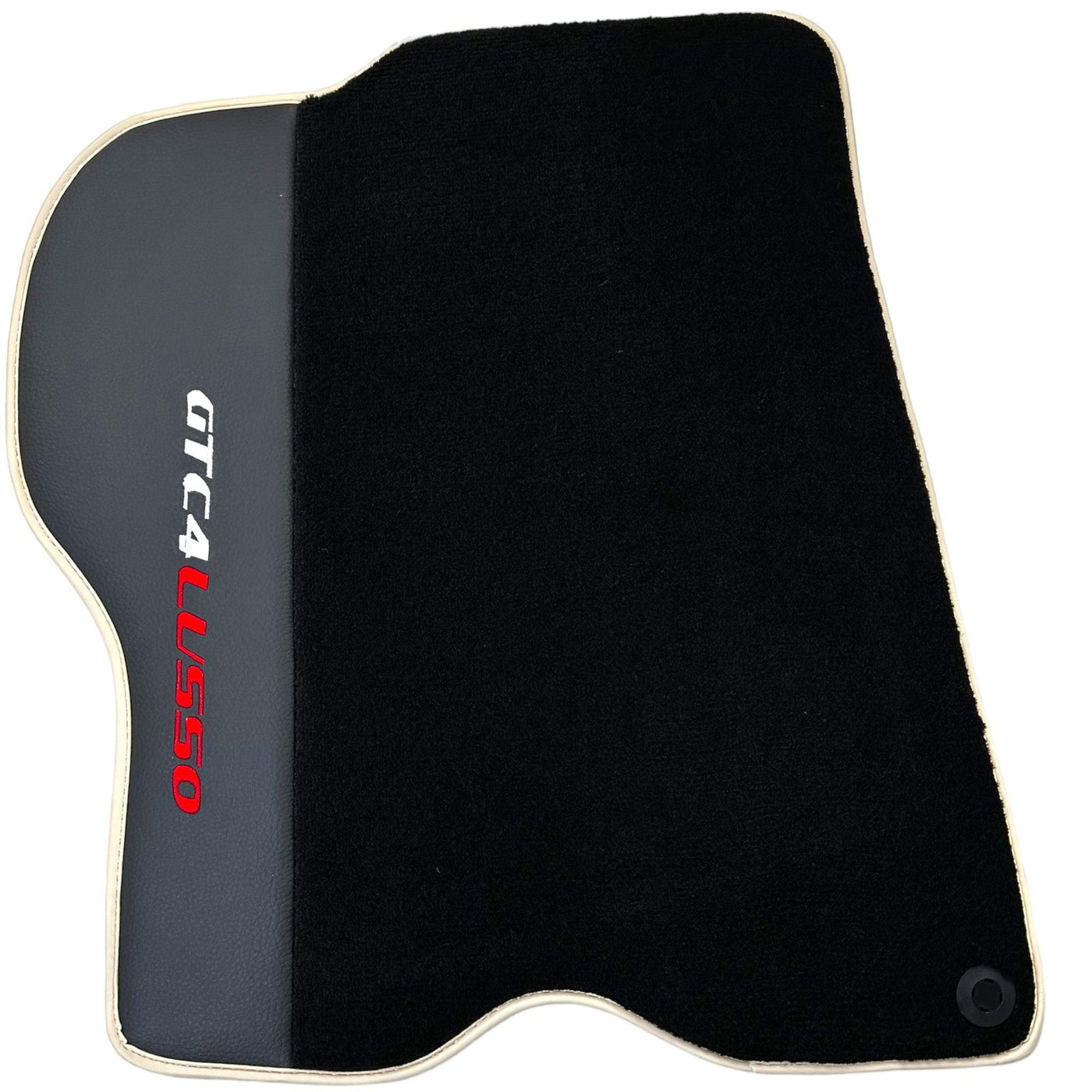 Black Floor Mats For Ferrari GTC4 Lusso (2016-2023) with Leather | Beige Trim - AutoWin