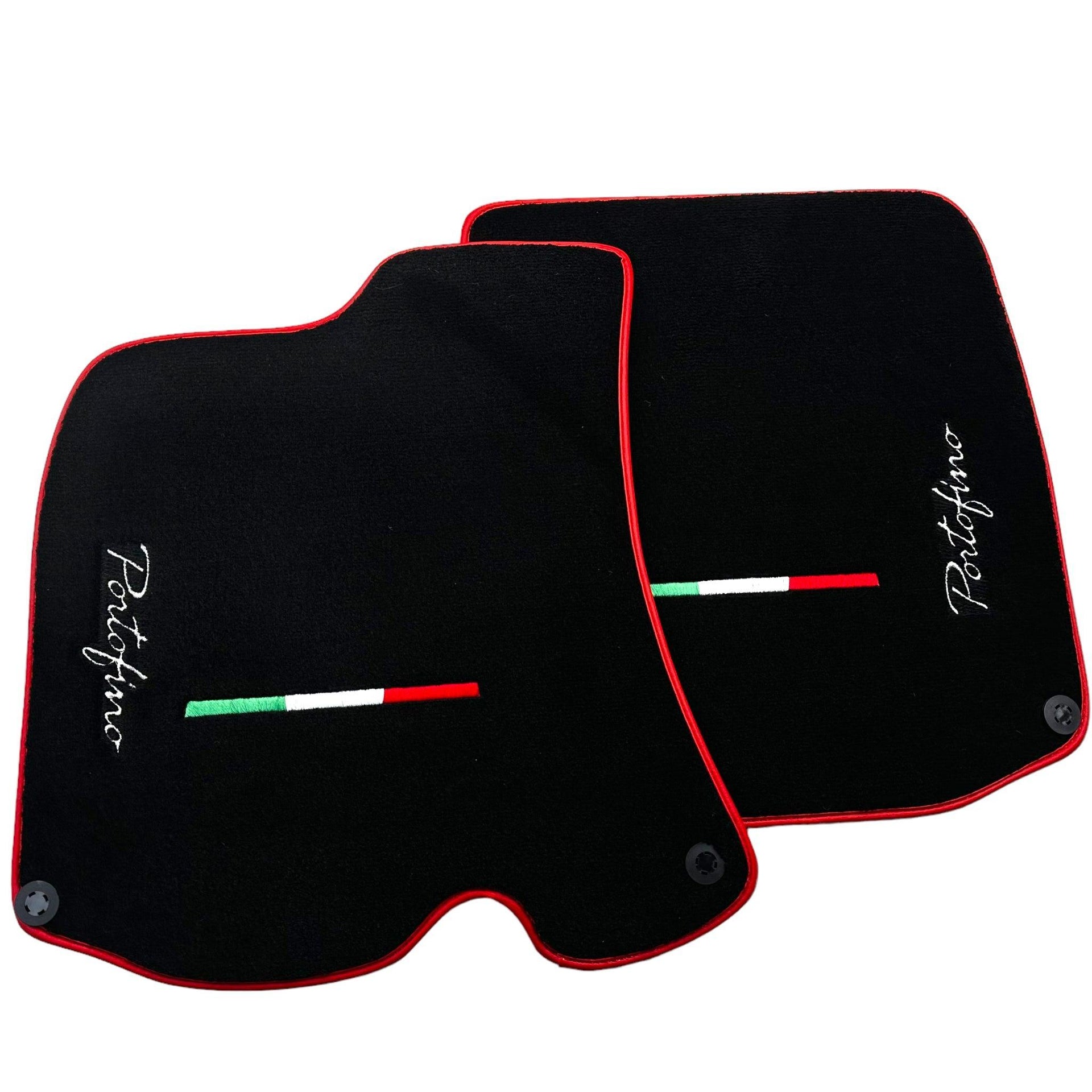 Black Floor Mats for Ferrari Portofino (2018-2023) Italian Edition with Red Trim - AutoWin