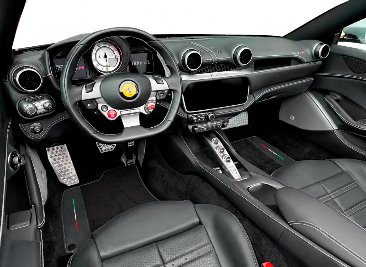 Black Floor Mats for Ferrari Portofino (2018-2023) with Leather
