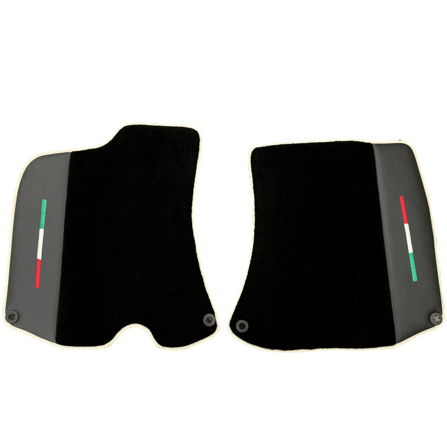Black Floor Mats For Ferrari Portofino (2018-2023) With Leather and Beige Trim