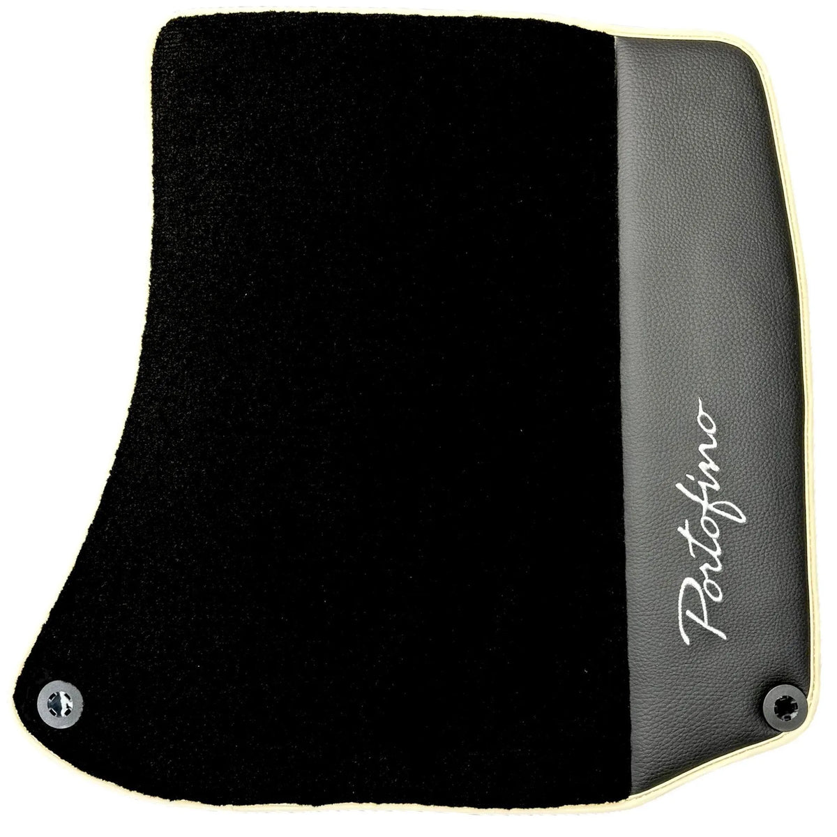 Black Floor Mats For Ferrari Portofino (2018-2023) With Leather and Beige Trim - AutoWin
